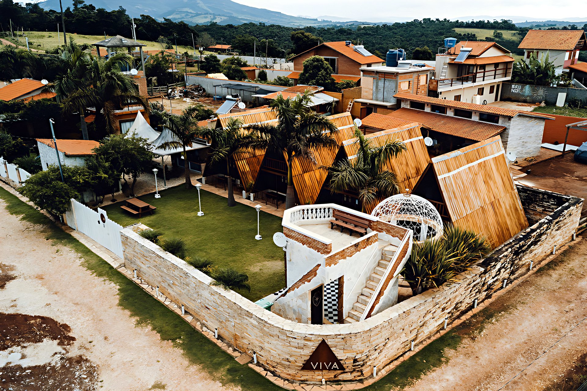 Vista aérea da Pousada Viva